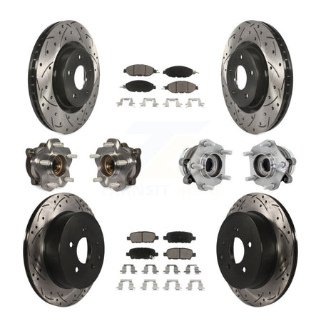 Front Rear Hub Bearing Coated Disc Brake Rotors And Pads Kit (10Pc) For Nissan Murano AWD KBB-131311