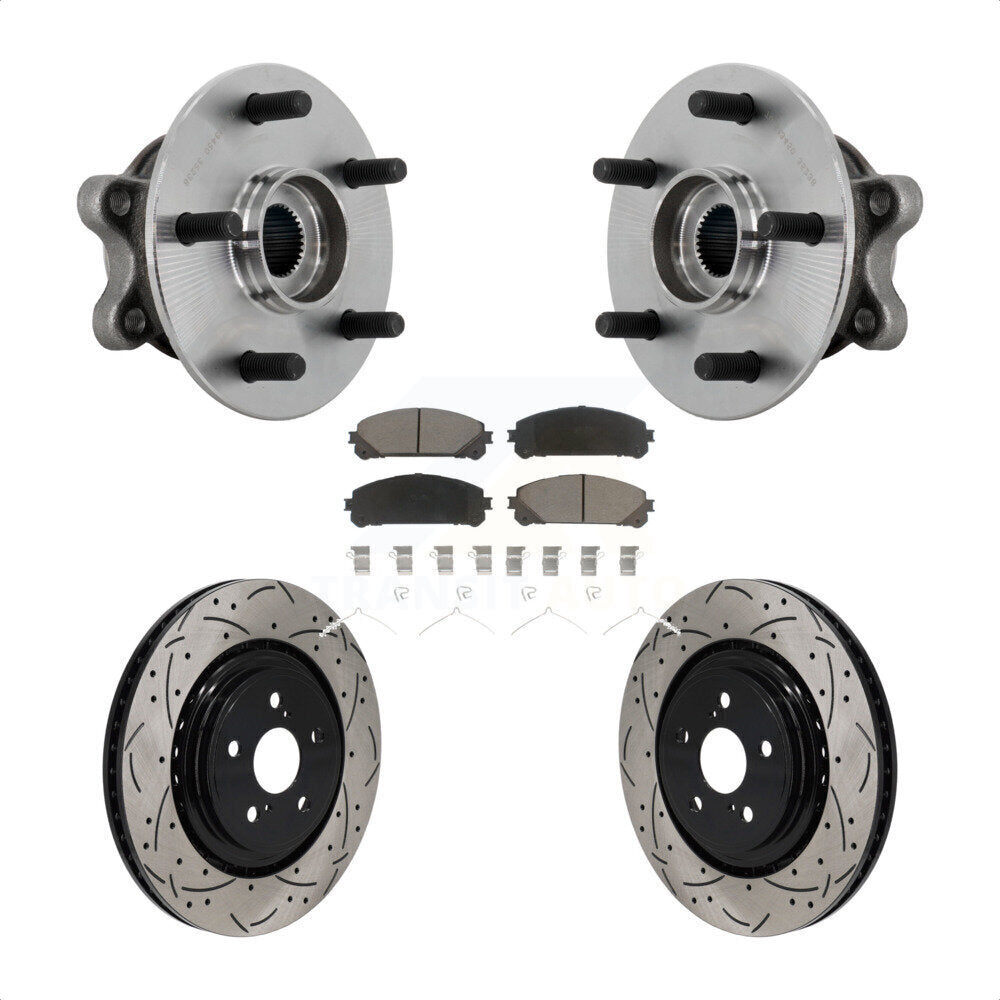 Front Hub Bearing Assembly Drill Slot Brake Rotor Pad Kit For 2020-2022 Toyota Highlander KBB-131317