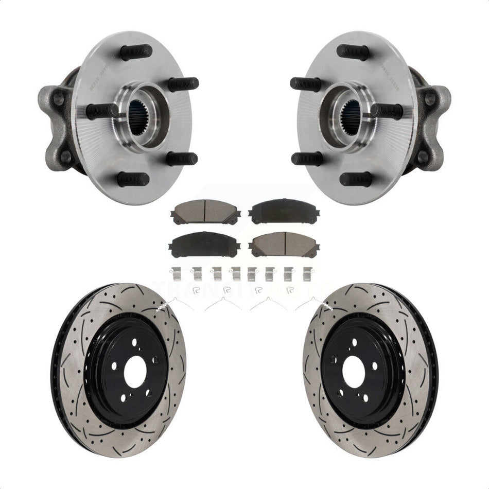 Front Hub Bearing Assembly Drill Slot Brake Rotor Pad Kit For 2020-2022 Toyota Highlander KBB-131317
