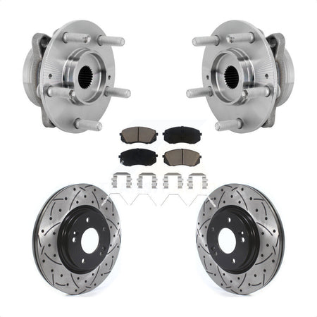 Front Hub Bearing Assembly Drilled Slot Brake Rotor & Pad Kit For Hyundai Kona Kia Seltos KBB-131319