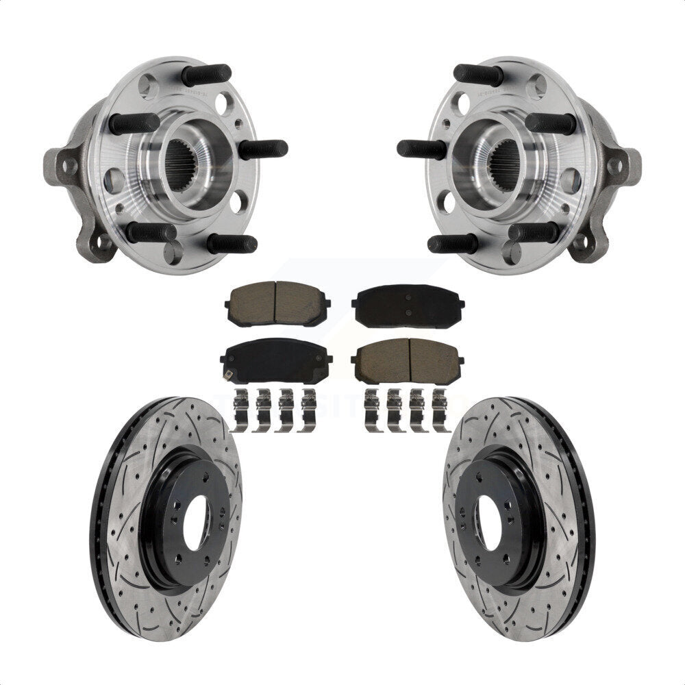 Front Hub Bearing Assembly Coat Drill Slot Brake Rotor Pads Kit For Hyundai Sonata Kia K5 KBB-131321