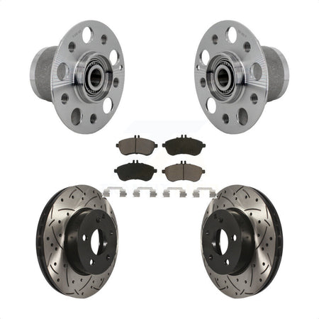 Front Hub Bearing Assembly Drilled Slot Brake Rotor & Pad Kit For Mercedes-Benz C300 C250 KBB-131322