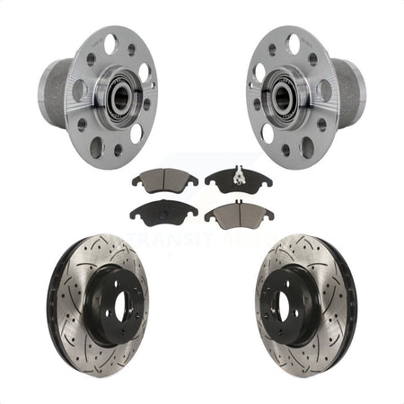 Front Hub Bearing Drill Slot Brake Rotor Pads Kit For Mercedes-Benz C300 E350 C350 SLC300 KBB-131323