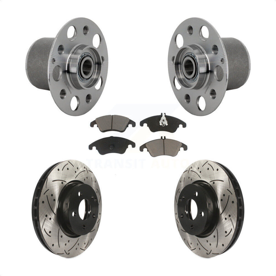 Front Hub Bearing Coated Drill Slot Brake Rotor Pads Kit For Mercedes-Benz E350 E400 E250 KBB-131324