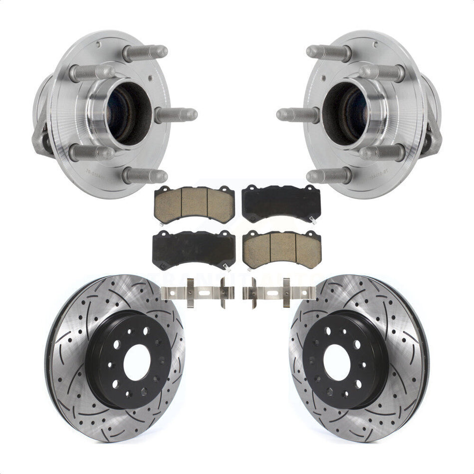 Front Hub Bearing Assembly Coat Drill Slot Brake Rotor Pad Kit For Chevrolet Camaro LT LS KBB-131329