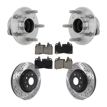 Front Hub Bearing Assembly Coat Drill Slot Brake Rotor Pads Kit For 2019 Cadillac CT6 RWD KBB-131330