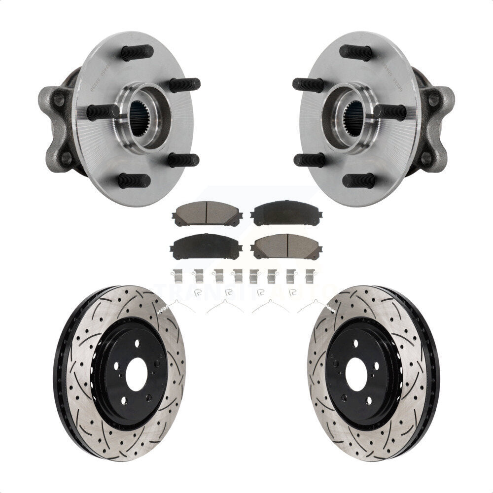 Front Hub Bearing Assembly Drilled Slot Brake Rotor & Pad Kit For 2021-2023 Toyota Sienna KBB-131332