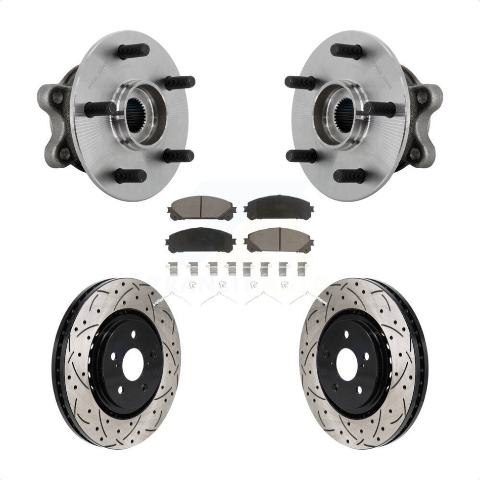 Front Hub Bearing Assembly Drilled Slot Brake Rotor & Pad Kit For 2021-2023 Toyota Sienna KBB-131332