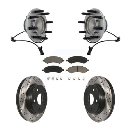 Front Hub Bearing Drilled Slot Brake Rotor & Pad Kit For Dodge Ram 1500 With 8 Lug Wheels KBB-131335