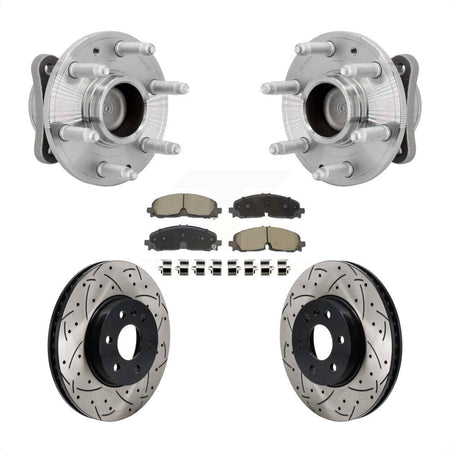 Front Hub Bearing Drilled Slot Brake Rotor Pads Kit For Chevrolet Colorado GMC Canyon RWD KBB-131337