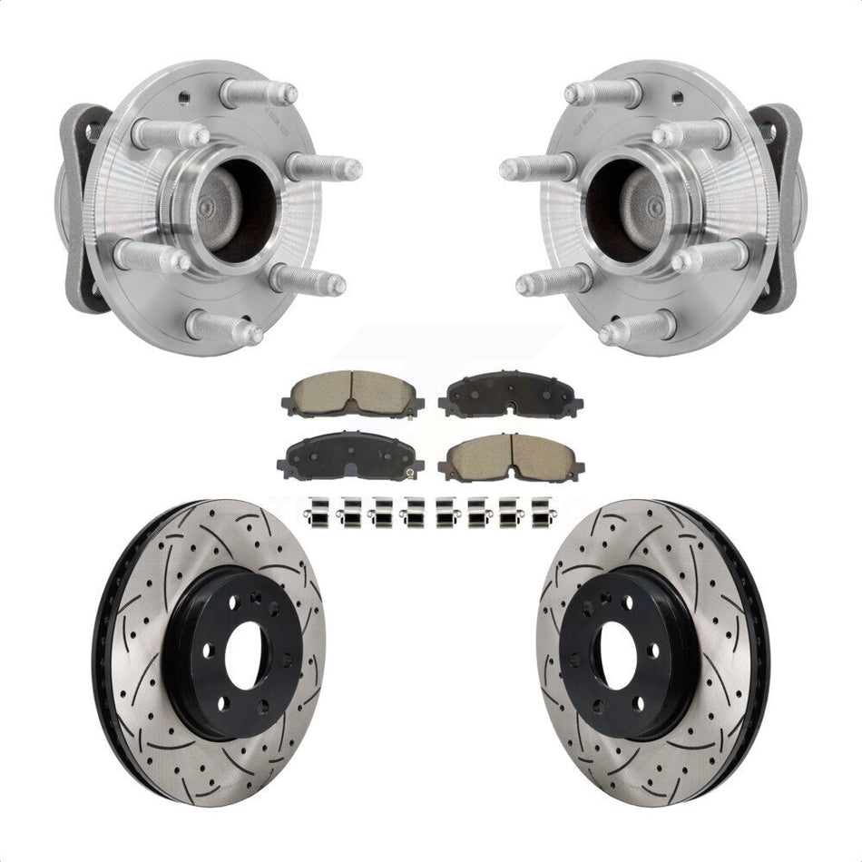 Front Hub Bearing Drilled Slot Brake Rotor Pads Kit For Chevrolet Colorado GMC Canyon RWD KBB-131337