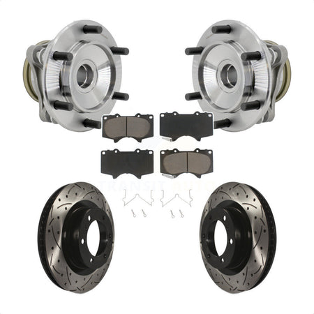 Front Hub Bearing Coated Drill Slot Brake Rotor Pads Kit For 2010-2021 Toyota 4Runner RWD KBB-131340