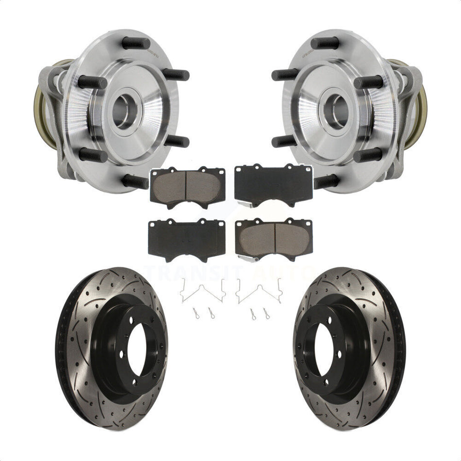 Front Hub Bearing Coated Drill Slot Brake Rotor Pads Kit For 2010-2021 Toyota 4Runner RWD KBB-131340