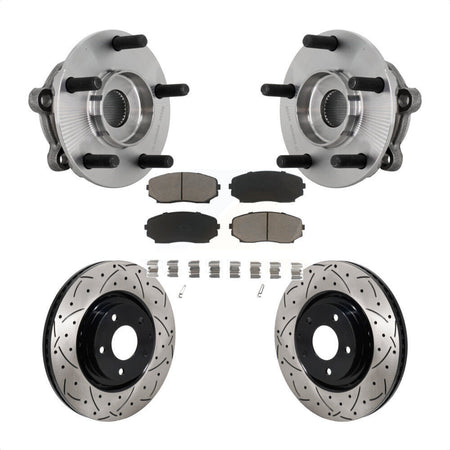 Front Hub Bearing Assembly Coated Drill Slot Brake Rotor Pad Kit For 2016-2023 Mazda CX-9 KBB-131341