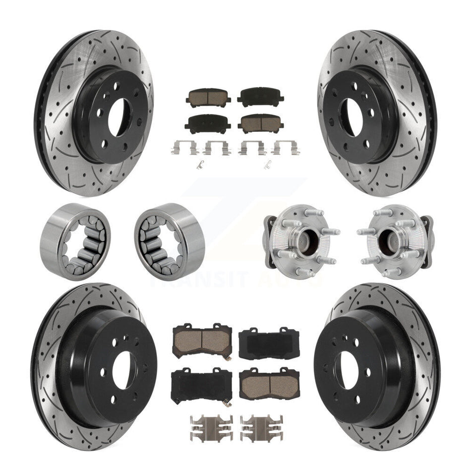Front Rear Hub Bearing Coated Brake Rotor Pads Shoe Kit (10Pc) For Chevrolet Colorado GMC KBB-131343