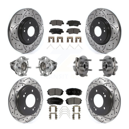 Front Rear Hub Bearing Coated Brake Rotor & Pad Kit (10Pc) For Kia Forte Hyundai Veloster KBB-131347