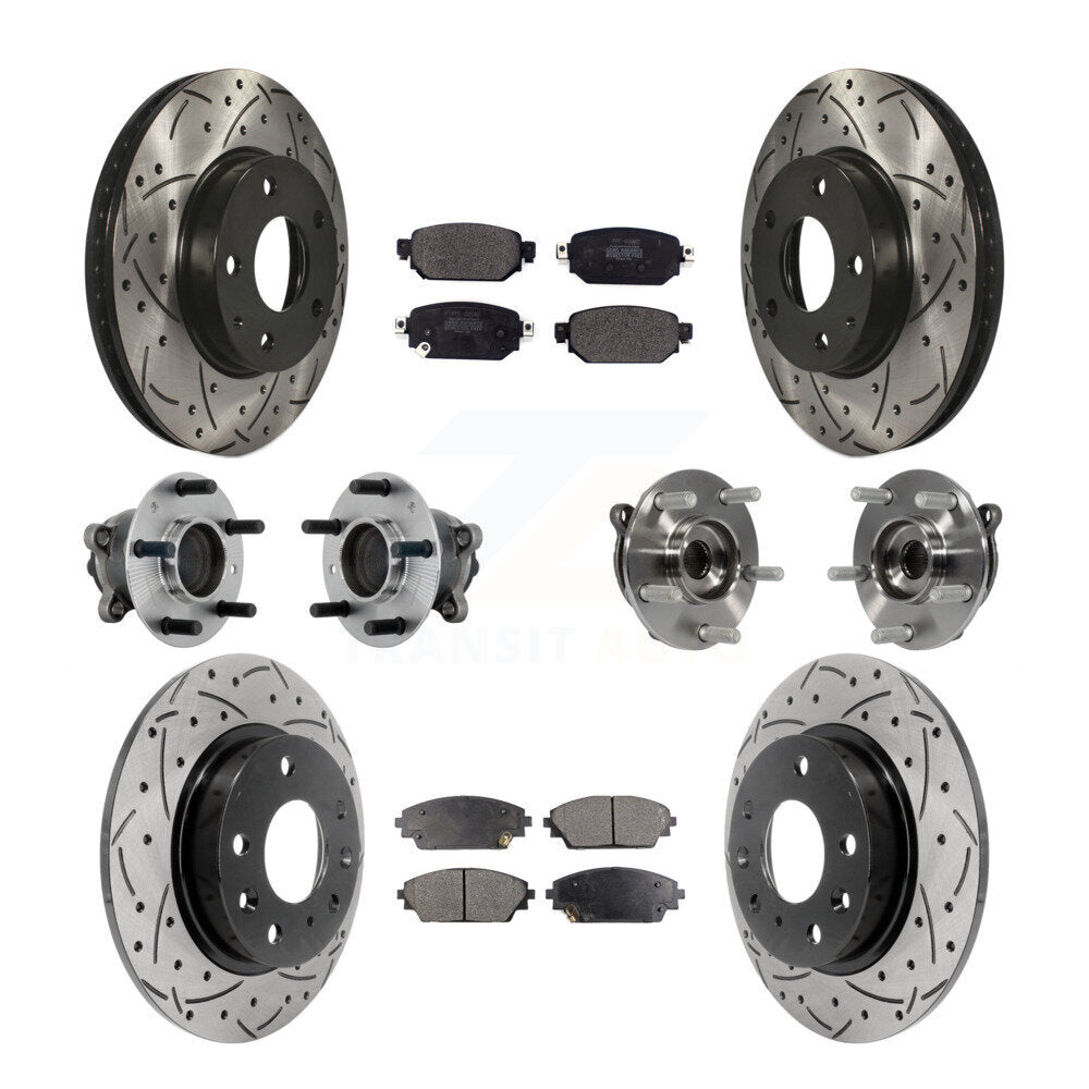 Front Rear Hub Bearing Coated Brake Rotor And Pad Kit (10Pc) For 2019-2021 Mazda CX-3 FWD KBB-131351
