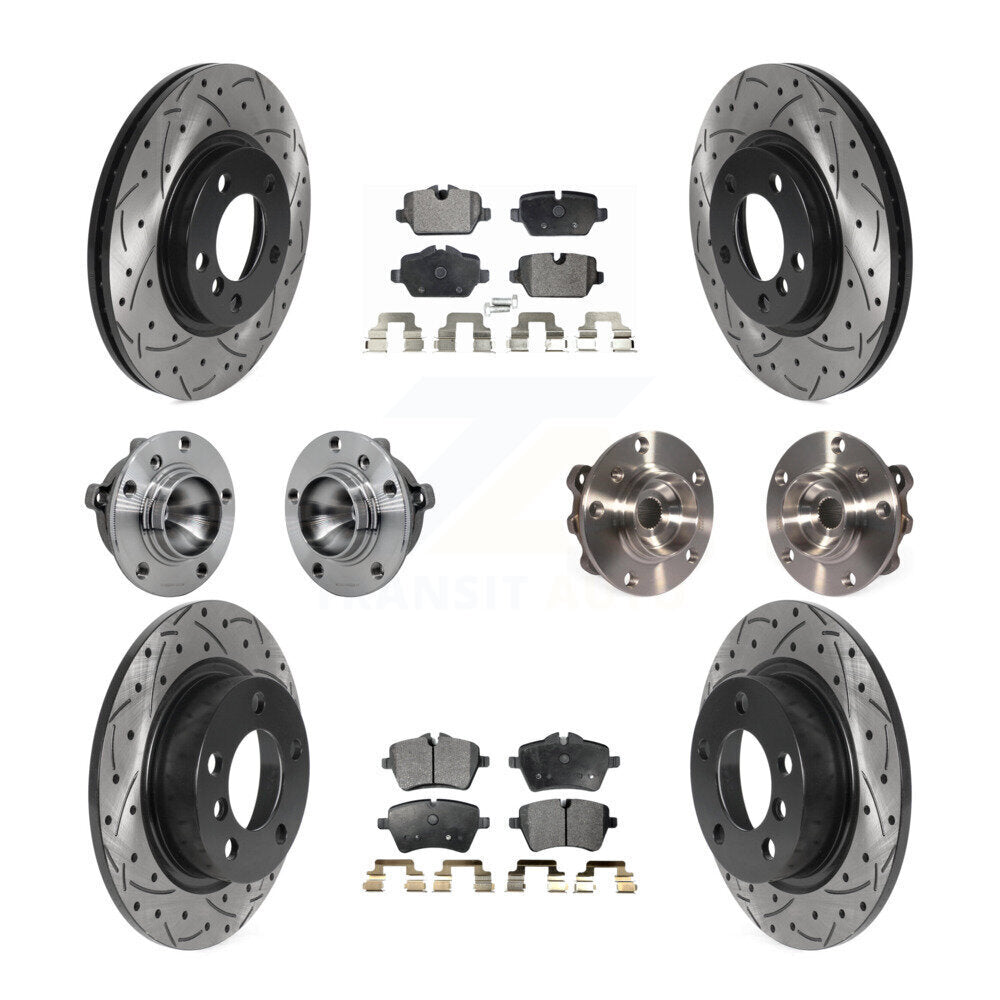 Front Rear Hub Bearing Coat Brake Rotor Pad Kit (10Pc) For Mini Cooper Countryman Paceman KBB-131352