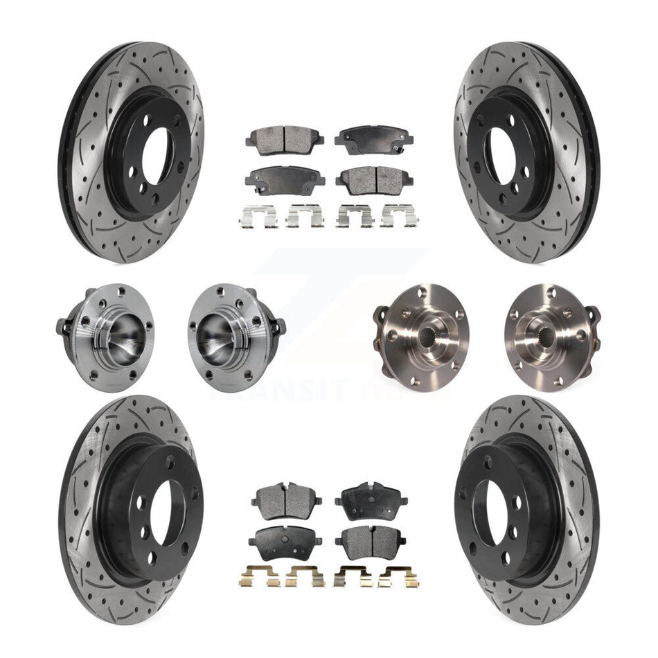 Front Rear Hub Bearing Coat Brake Rotor Pad Kit (10Pc) For Mini Cooper Paceman S with FWD KBB-131353