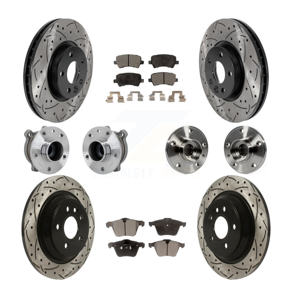 Front Rear Hub Bearing Assembly Coated Disc Brake Rotor And Pads Kit (10Pc) For Volvo V70 KBB-131362