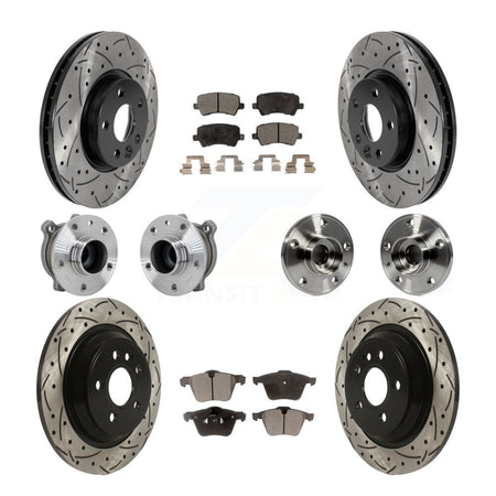Front Rear Hub Bearing Assembly Coated Disc Brake Rotor And Pads Kit (10Pc) For Volvo V70 KBB-131362