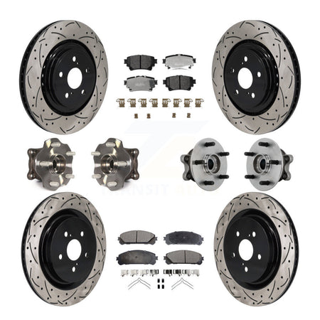Front Rear Hub Bearing Coated Brake Rotor Pads Kit (10Pc) For 20-22 Toyota Highlander AWD KBB-131367
