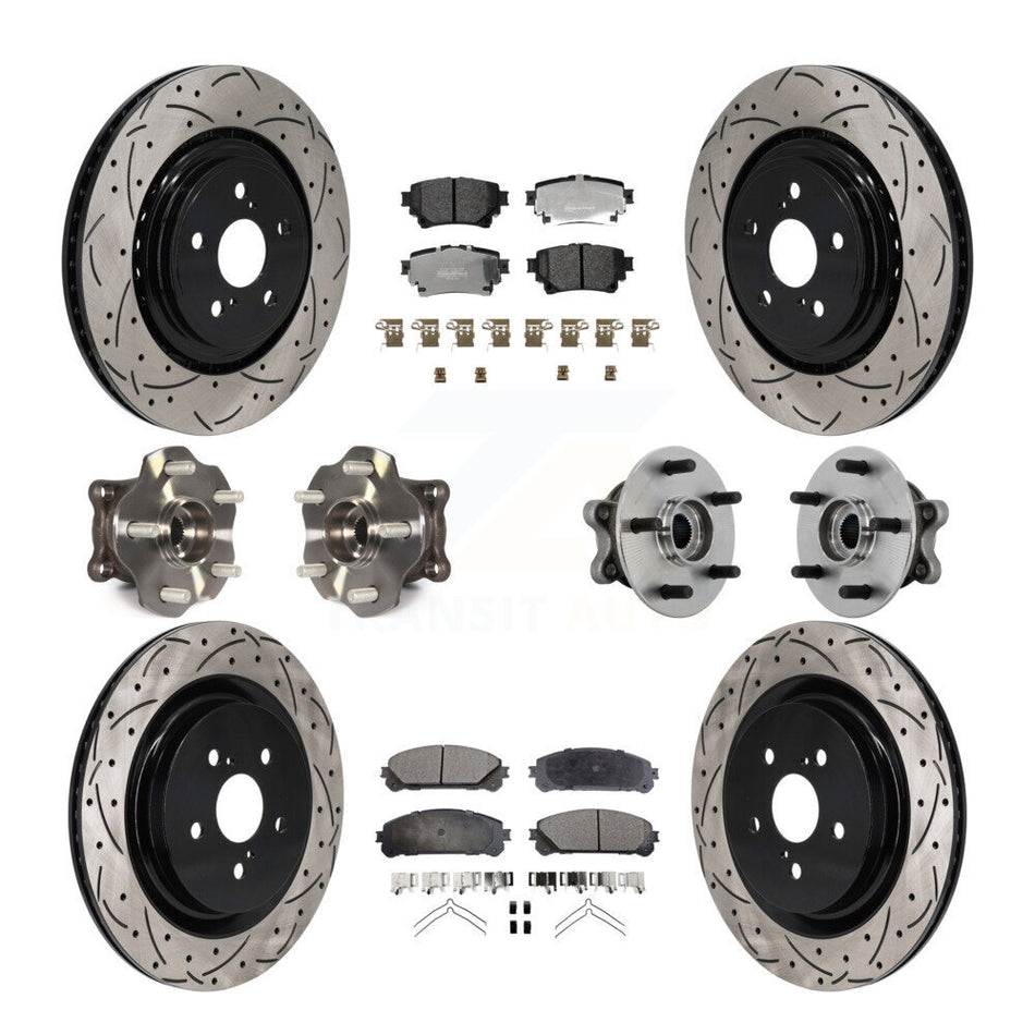 Front Rear Hub Bearing Coated Brake Rotor Pads Kit (10Pc) For 20-22 Toyota Highlander AWD KBB-131367