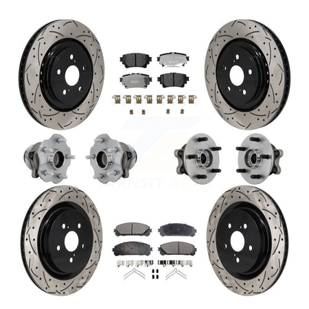 Front Rear Hub Bearing Coated Brake Rotor Pads Kit (10Pc) For 20-22 Toyota Highlander FWD KBB-131368