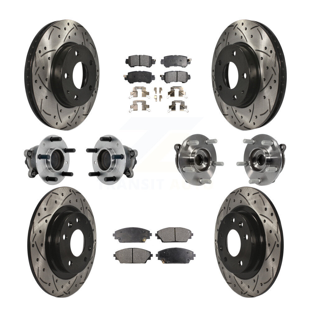 Front Rear Hub Bearing Coated Brake Rotor And Pad Kit (10Pc) For 2016-2018 Mazda CX-3 FWD KBB-131369