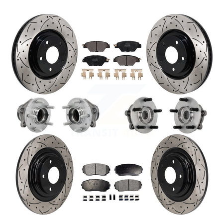 Front Rear Hub Bearing Coated Brake Rotor And Pad Kit (10Pc) For 2016-2021 Mazda CX-9 FWD KBB-131371
