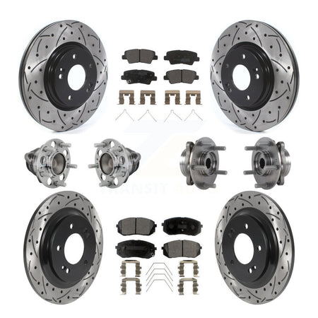 Front Rear Hub Bearing Coated Disc Brake Rotor And Pads Kit (10Pc) For Hyundai Elantra GT KBB-131372