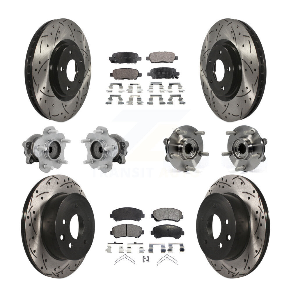Front Rear Hub Bearing Coat Brake Rotor Pads Kit (10Pc) For Nissan Juke Nismo RS with FWD KBB-131378