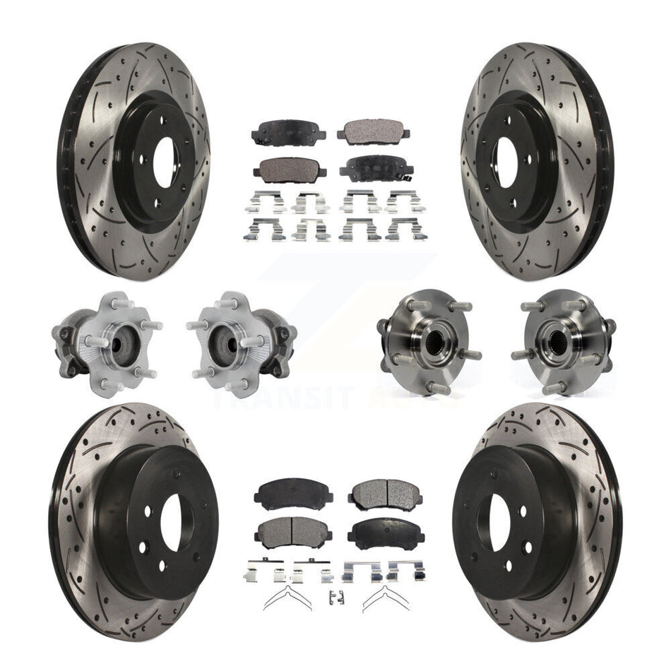 Front Rear Hub Bearing Coat Brake Rotor Pads Kit (10Pc) For Nissan Juke Nismo RS with FWD KBB-131378