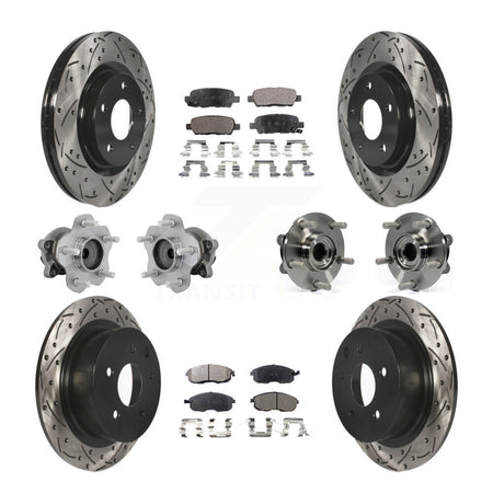 Front Rear Hub Bearings Coated Disc Brake Rotors And Pads Kit (10Pc) For Nissan Juke KBB-131379