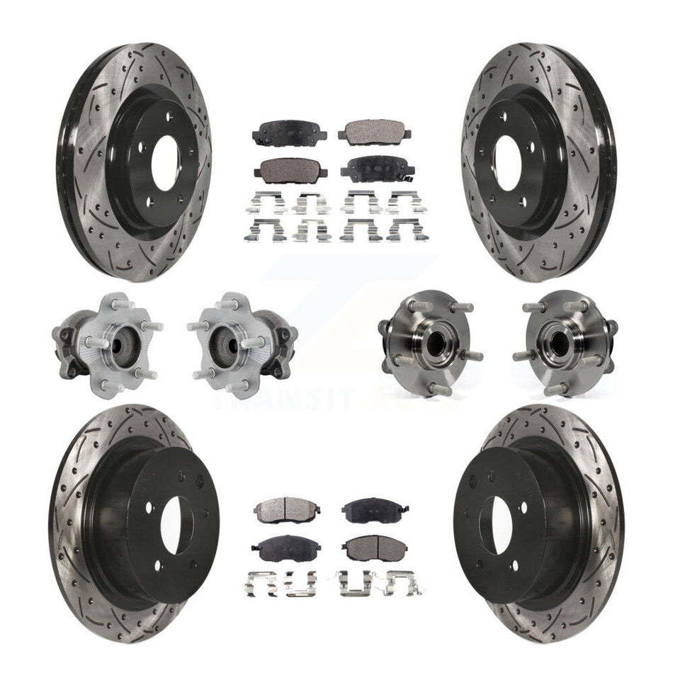 Front Rear Hub Bearings Coated Disc Brake Rotors And Pads Kit (10Pc) For Nissan Juke KBB-131379