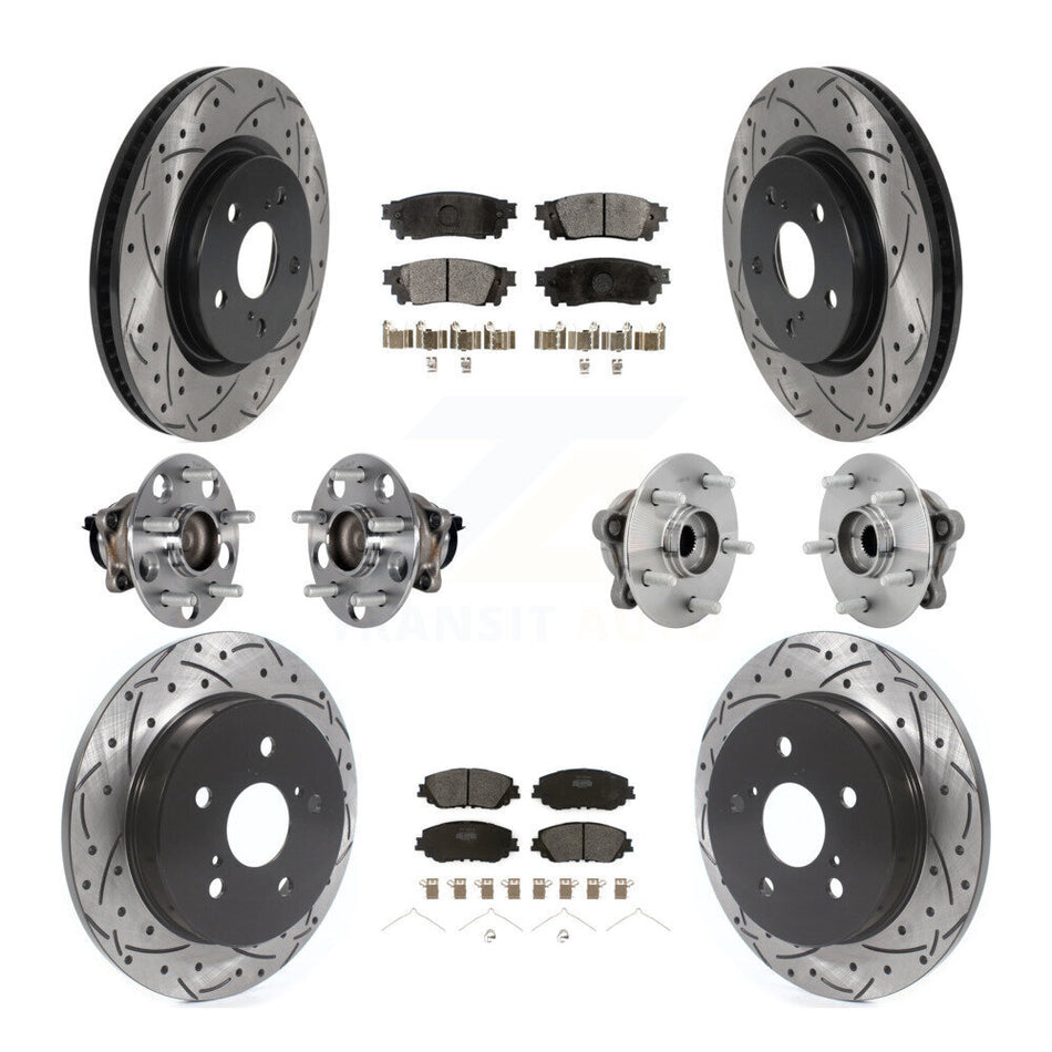 Front Rear Hub Bearings Coated Disc Brake Rotors And Pads Kit (10Pc) For Toyota C-HR KBB-131380