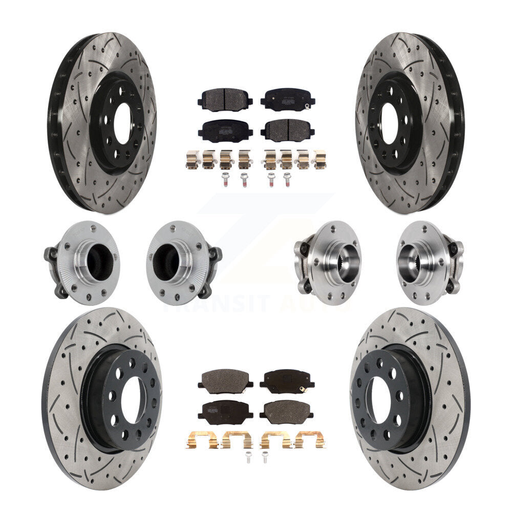 Front Rear Hub Bearing Coated Brake Rotor Pads Kit (10Pc) For Jeep Renegade Fiat 500X FWD KBB-131381
