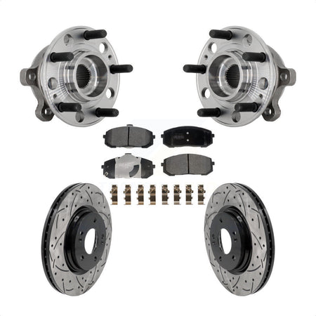 Front Hub Bearing Assembly Coat Drill Slot Brake Rotor Pads Kit For Hyundai Sonata Kia K5 KBB-131390