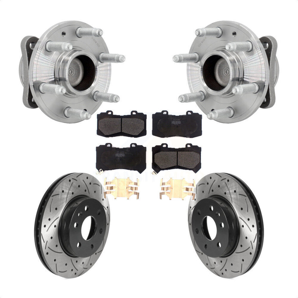 Front Hub Bearing Drilled Slot Brake Rotor Pads Kit For Chevrolet Colorado GMC Canyon RWD KBB-131397
