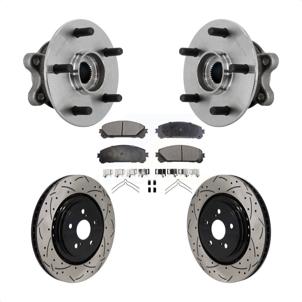 Front Hub Bearing Assembly Drill Slot Brake Rotor Pad Kit For 2020-2022 Toyota Highlander KBB-131403