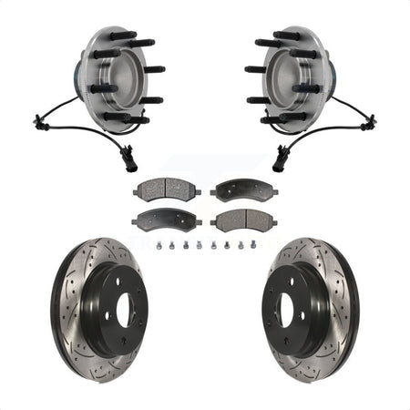 Front Hub Bearing Drilled Slot Brake Rotor & Pad Kit For Dodge Ram 1500 With 8 Lug Wheels KBB-131407