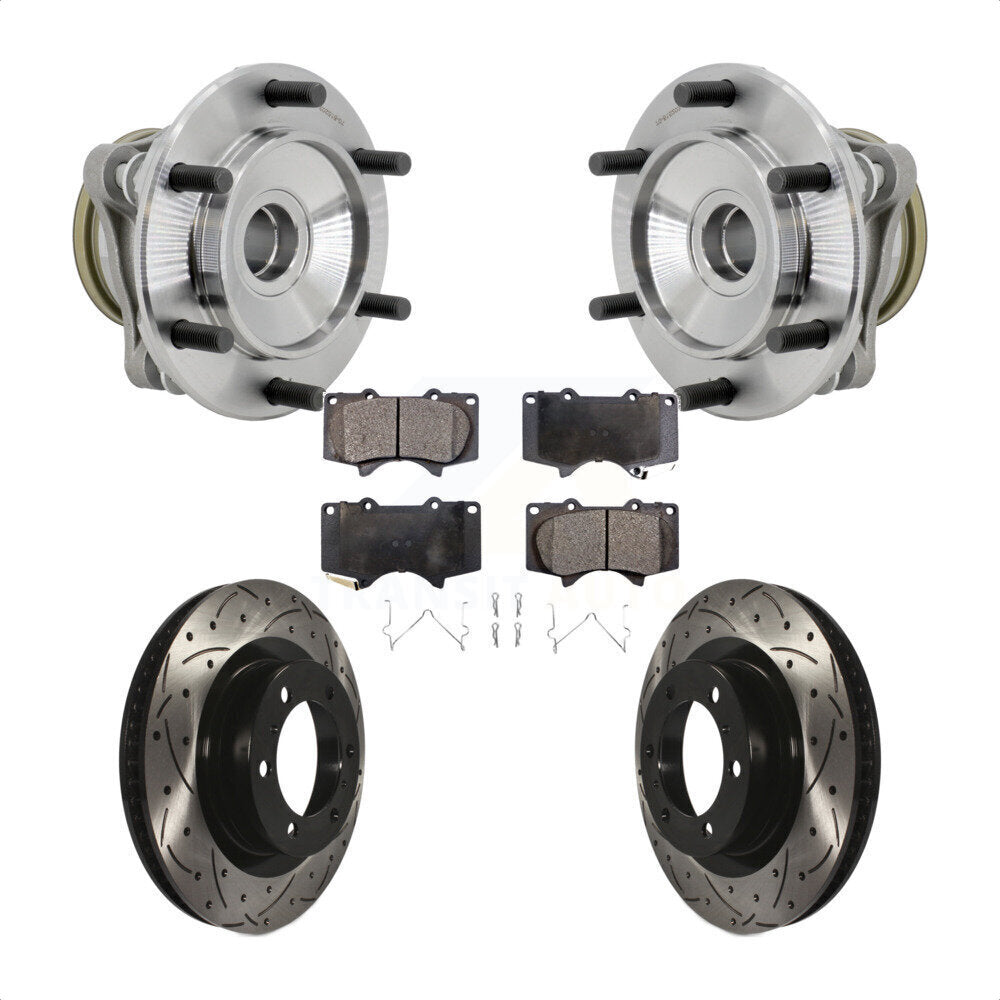Front Hub Bearing Coated Drill Slot Brake Rotor Pads Kit For 2010-2021 Toyota 4Runner RWD KBB-131410