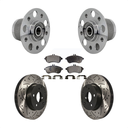 Front Hub Bearing Assembly Drilled Slot Brake Rotor & Pad Kit For Mercedes-Benz C300 C250 KBB-131411