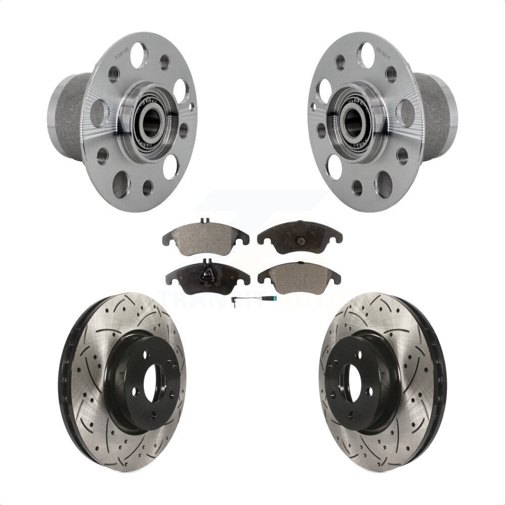Front Hub Bearing Drill Slot Brake Rotor Pads Kit For Mercedes-Benz C300 E350 C350 SLC300 KBB-131412
