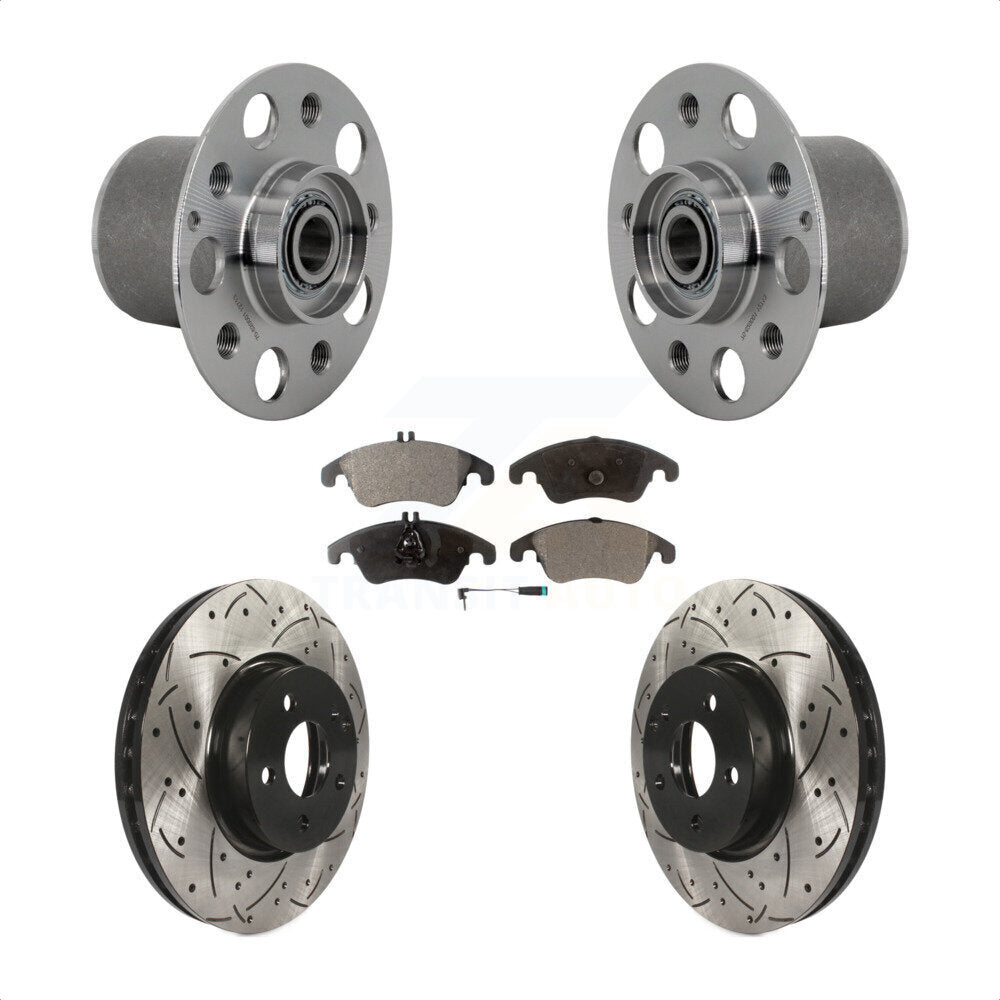 Front Hub Bearing Coated Drill Slot Brake Rotor Pads Kit For Mercedes-Benz E350 E400 E250 KBB-131413