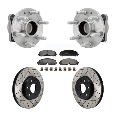 Front Hub Bearing Drilled Slot Brake Rotor Pads Kit For Chevrolet Colorado GMC Canyon RWD KBB-131415