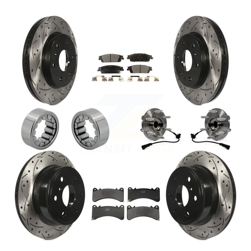 Front Rear Hub Bearing Coat Brake Rotor Pads Shoe Kit (10Pc) For GMC Sierra 1500 Yukon XL KBB-131417