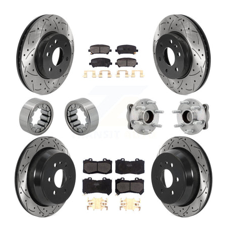 Front Rear Hub Bearing Coated Brake Rotor Pads Shoe Kit (10Pc) For Chevrolet Colorado GMC KBB-131419