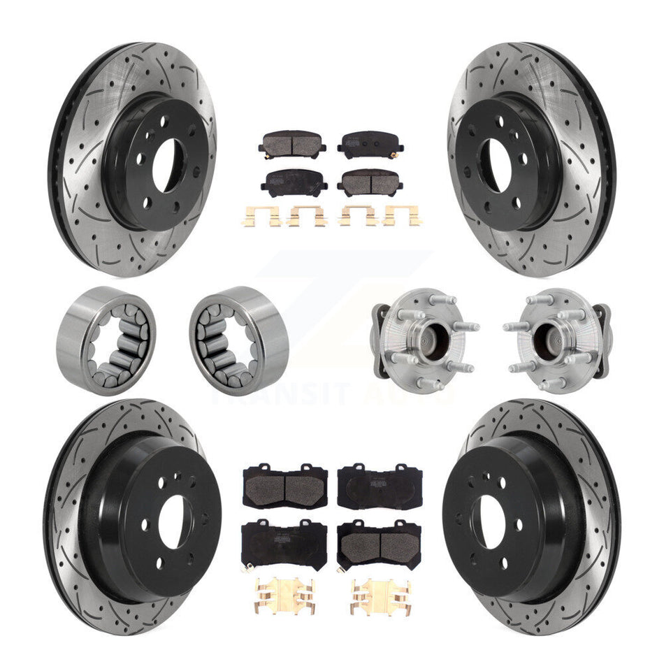 Front Rear Hub Bearing Coated Brake Rotor Pads Shoe Kit (10Pc) For Chevrolet Colorado GMC KBB-131419