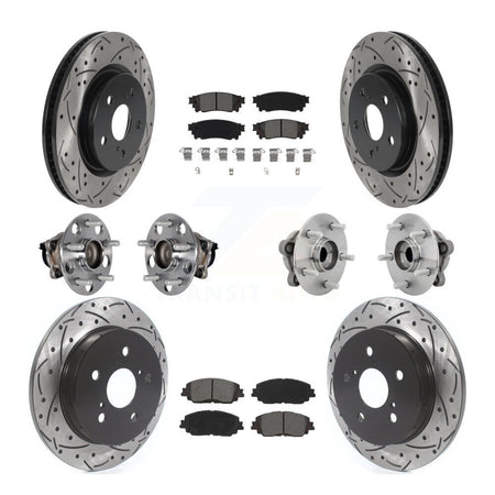 Front Rear Hub Bearings Coated Disc Brake Rotors And Pads Kit (10Pc) For Toyota C-HR KBB-131422